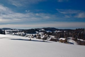 Photo du village de La Pesse sous la neige